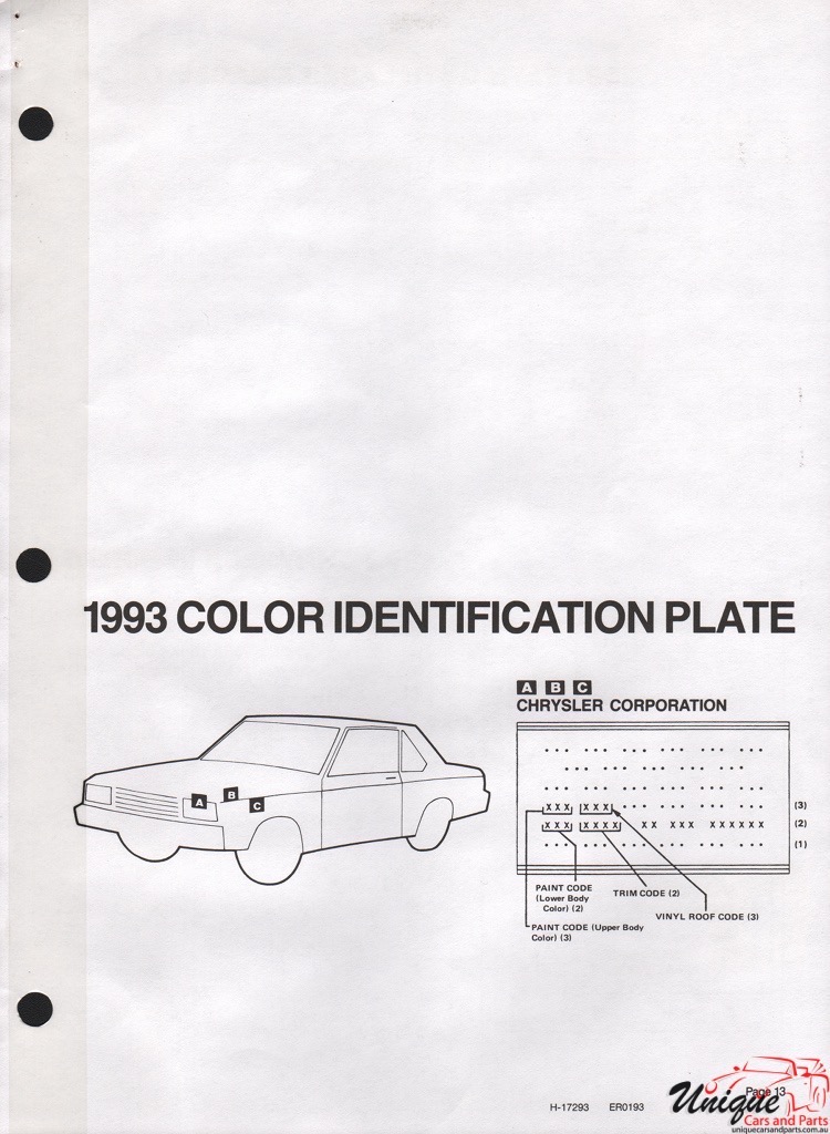 1993 Chrysler Paint Charts DuPont 10